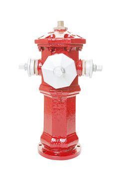 A newly painted and restored circa 1957 fire hydrant.  Isolated on white background with clipping path.