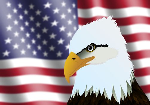 American Flag and Eagle Head