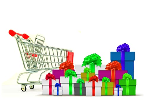 Shopping Cart and Gift Boxes