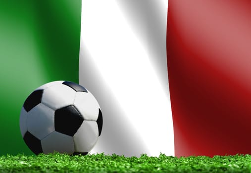 Soccer Ball with Italian Flag Background