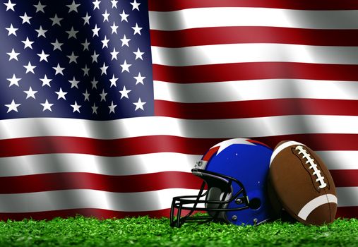 Football with American Flag Background