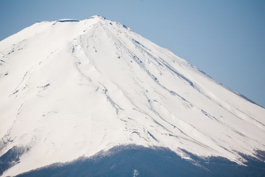 zoom of the top of mount fuji from japan