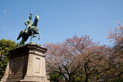 Statue of warrior on horse in Ueno, Tokyo