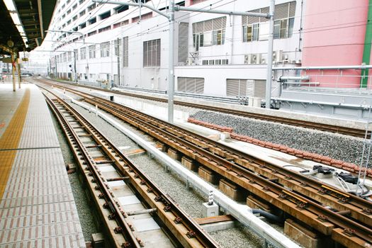 Japanese Railway tracks station