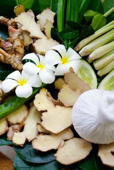 Spa still life with herbal thai ball