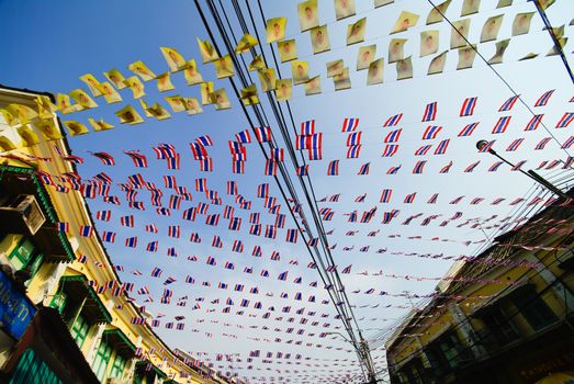 Thailand flag on the road