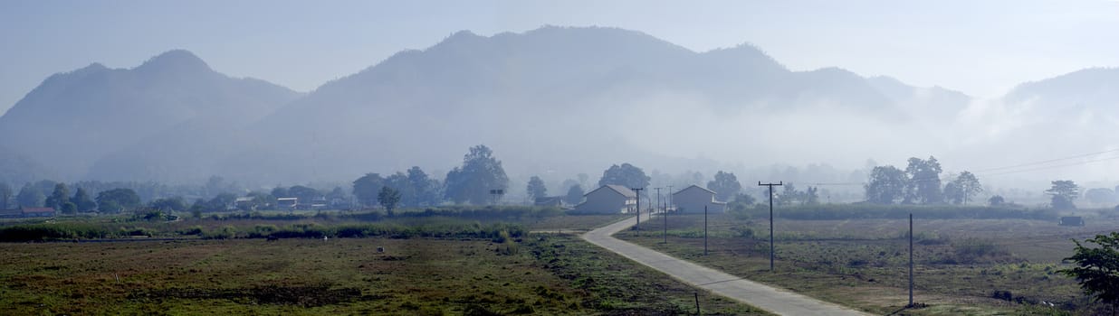 Country road and landscape panorama