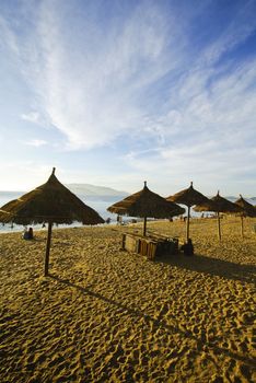 Beach Scene, Tropics, Pacific ocean on morning