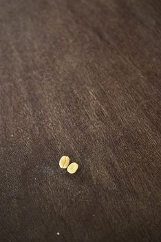 Coffee beans on wood