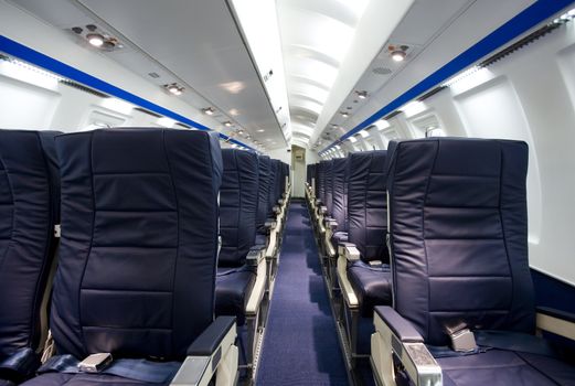 Interior of an airplane without people