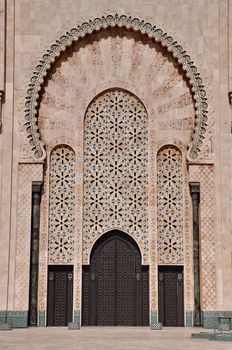 Gates of the The Hassan II Mosque, located in Casablanca is the largest mosque in Morocco and the third largest mosque in the world