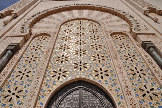 Gates of the The Hassan II Mosque, located in Casablanca is the largest mosque in Morocco and the third largest mosque in the world