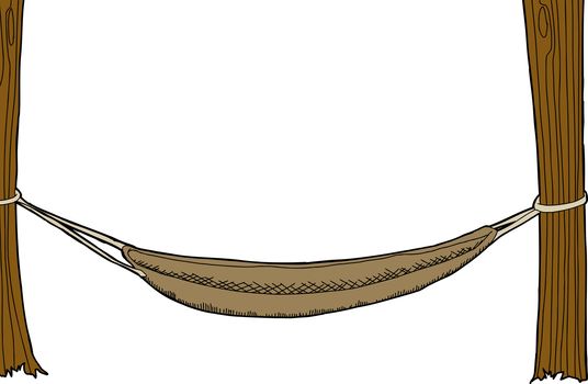 Illustration of empty hammock between two trees