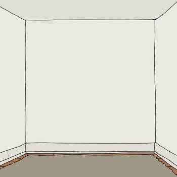 Empty square room with blank walls illustration