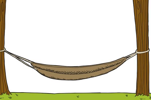 Isolated empty hammock with trees and grass