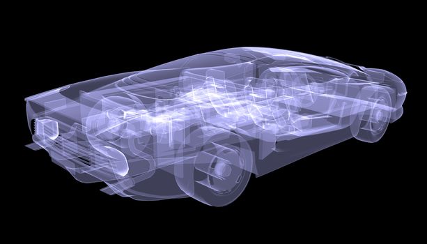 X-ray concept car. Isolated render on a black background