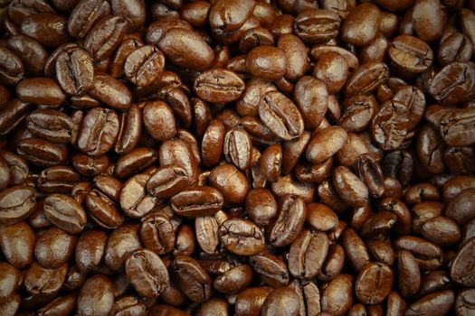 Closeup of roasted coffee beans