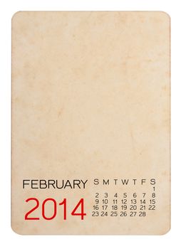 Calendar 2014 on the Empty old photo