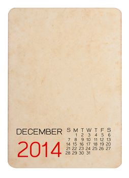 Calendar 2014 on the Empty old photo