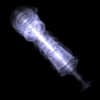 X-ray concept jet engine. Isolated render on a black background