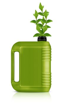 Green Gallon of bio fuel, environment conceptual design. (with clipping work path)