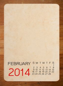 Calendar 2014 on the Empty old photo