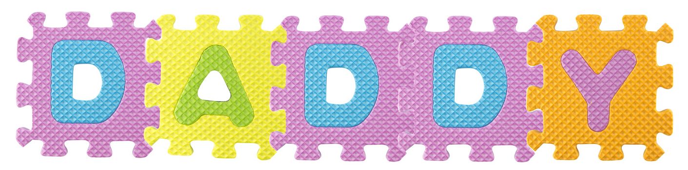 Daddy word created from Alphabet puzzle isloated on white background , with clipping path.