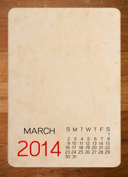 Calendar 2014 on the Empty old photo