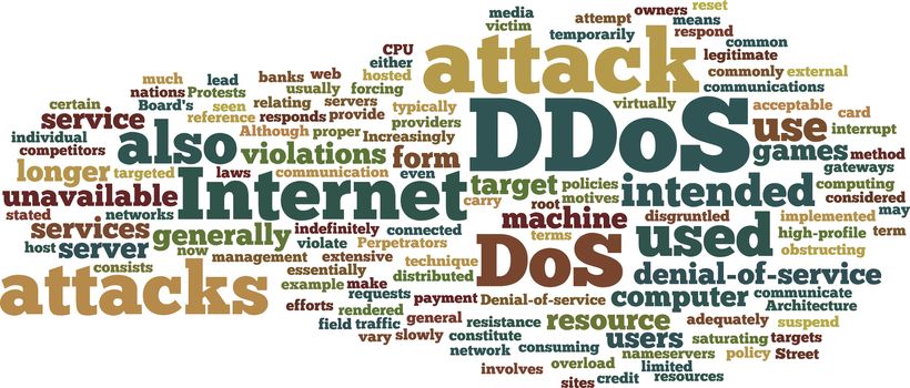 DDOS Attack Concept with word cloud on white background