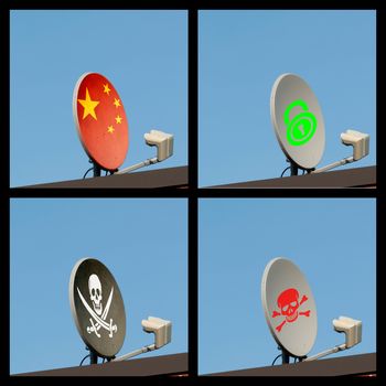 Series of four dish antenna on roof concepts