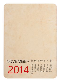 Calendar 2014 on the Empty old photo