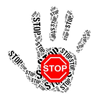 Stop sign word cloud on white background