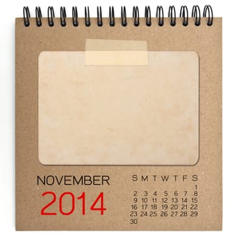 2014 Calendar brown notebook with old blank photo