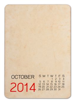 Calendar 2014 on the Empty old photo