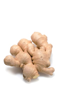 Big Fresh Ginger root on white background 