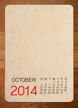 Calendar 2014 on the Empty old photo