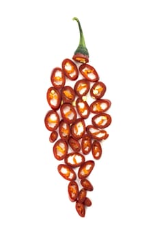 red hot chili pepper slices on a white background