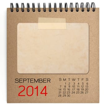 2014 Calendar brown notebook with old blank photo
