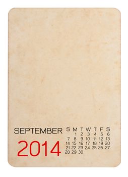 Calendar 2014 on the Empty old photo
