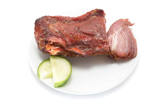 Chinese Barbeque pork on white background