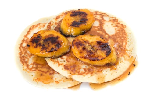 Home made Banana pancakes with syrup 