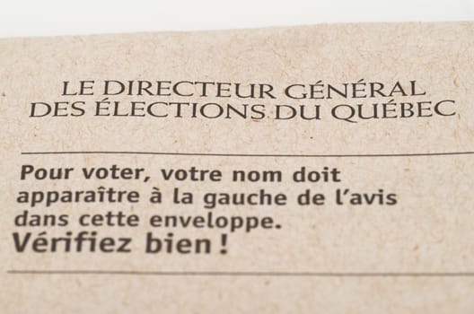 Elections Quebec letter envelop