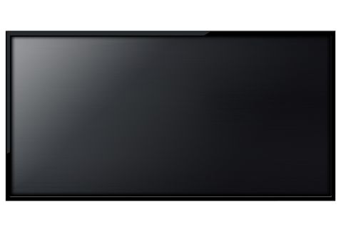 Black LCD tv screen hanging on a wall . (with clipping work path)