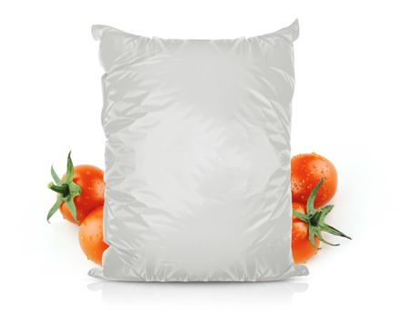 White Blank Foil Food Bag Packaging For Pepper, Spices, Sachet, Chips. Plastic Pack Template Ready For Your Design. (with clipping work path)