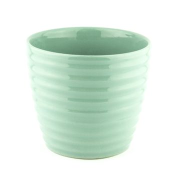 pottery flowerpot on white background.