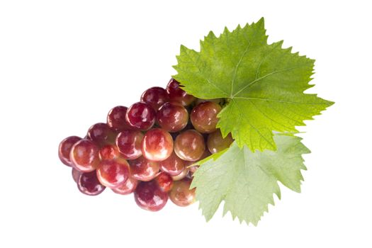 Ripe grapes with leaf, isolated on white background. (with clipping work path)