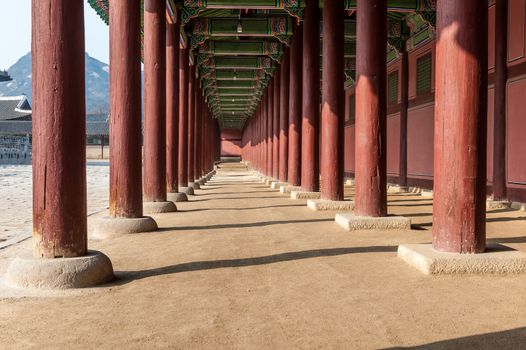 Gyeongbokgung Palace grounds in Seoul, South Korea.