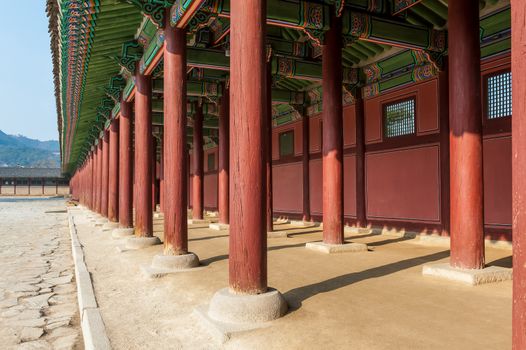 Gyeongbokgung Palace grounds in Seoul, South Korea.