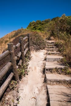 Walkway in Alpine savanna grassland of Doi Inthanon, Chiang Mai, Thailand