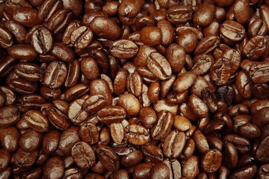 Closeup of roasted coffee beans